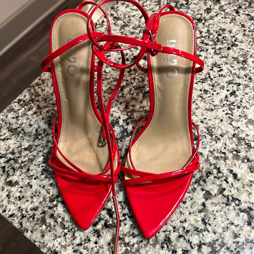 Red strappy heels